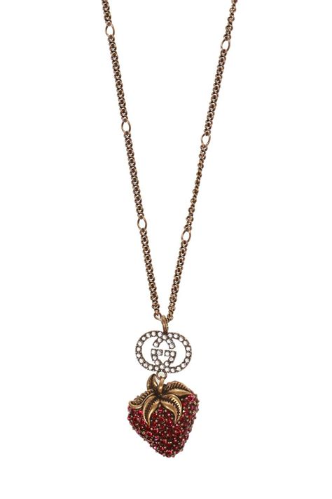 gucci double g strawberry|gucci strawberry necklace.